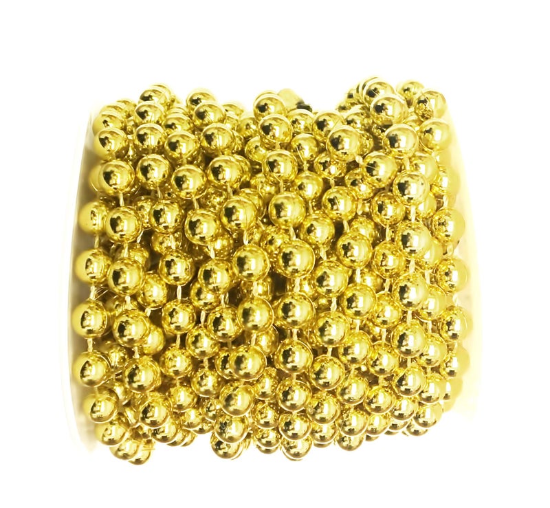 ALL in ONE 10M/32FT Roll of Gold Color Beads Pearl String Bead Chain for DIY Craft Decorating Wedding Party Supplies (Gold 8mm Round Bead) - Image 2